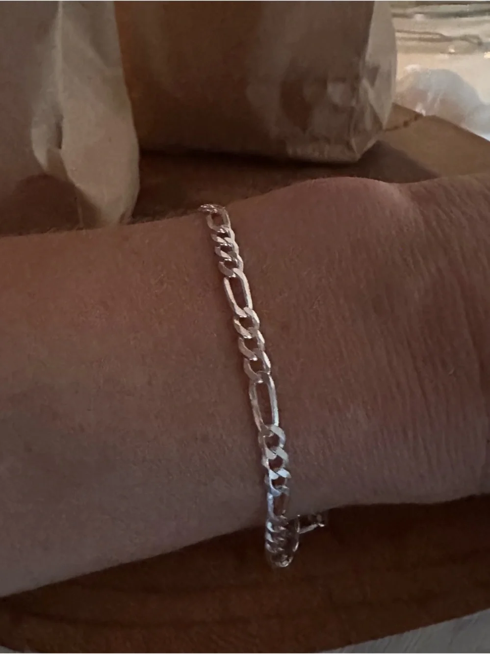 Men's 3mm Figaro Sterling Silver Chain Bracelet